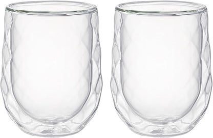 2PK Double Wall Borosilicate Glass Cups, Insulated Coffee & Tea Mugs, - Image 2