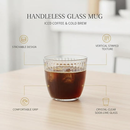Handleless Glass Mug with Vertical Stripes - Image 5