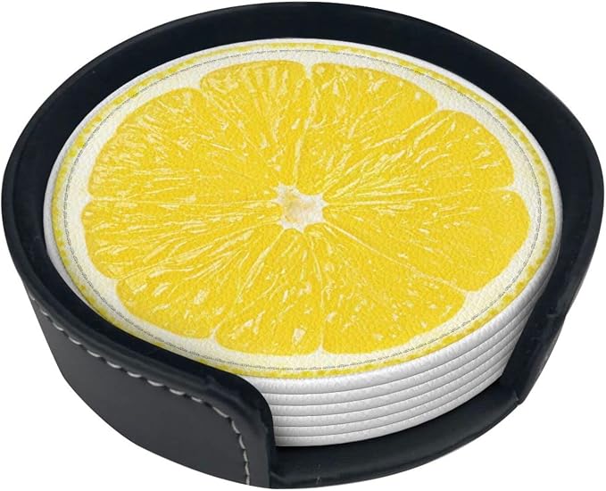 6 Pack Yellow Lemon Coaster for Drinks - Image 2