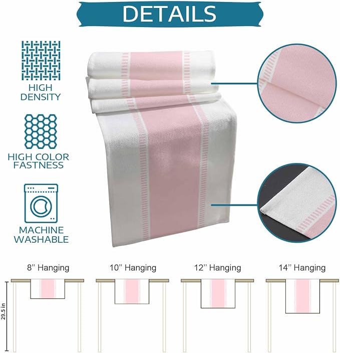 Pink Stripe Table Runners 108 inches Long, Linen Boho Table Runner Farmhouse - Image 7