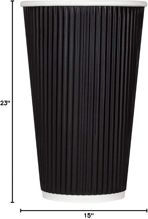 Karat 16oz Ripple Insulated Coffee Hot Cups Black Double Poly Lined Paper Hot - Image 12