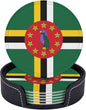 6 Pack Dominica Flag Leather Coaster by GTEVUTS