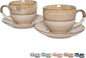 Bosmarlin Ceramic Cappuccino Cup and Saucer Set of 2, 10 Oz, Coffee Cups by Bosmarlin