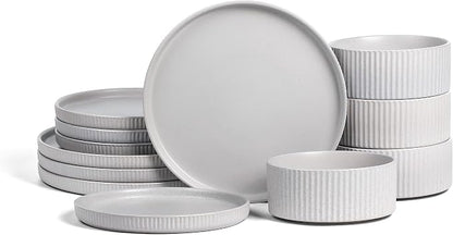 Stone Lain Haven Stoneware 12-Piece Dinnerware Set, Elegant Dish Set, Includes by Unknown