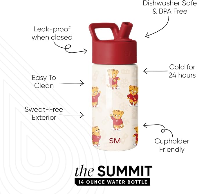 Simple Modern Daniel Tiger Kids Water Bottle & Toddler Cup | 14oz | Insulated - Image 2