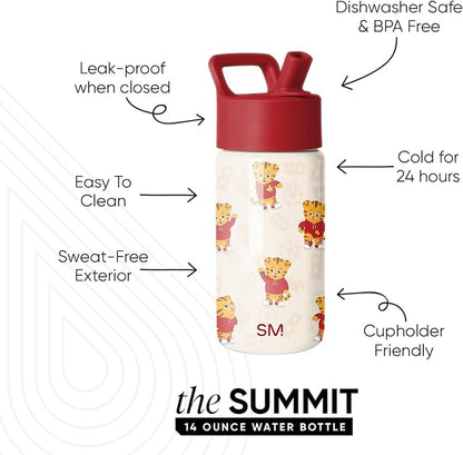 Simple Modern Daniel Tiger Kids Water Bottle & Toddler Cup | 14oz | Insulated - Image 2