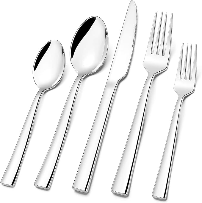 Silverware Set for 8, CXJY 40-Piece Stainless Steel Flatware Cutlery Set by CXJY