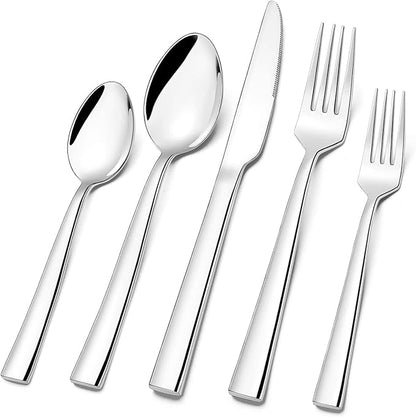 Silverware Set for 8, CXJY 40-Piece Stainless Steel Flatware Cutlery Set by CXJY