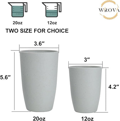 Wrova Wheat Straw Cups 8 PCS Good Alternative to Plastic Reusable Cups 20 oz - Image 3