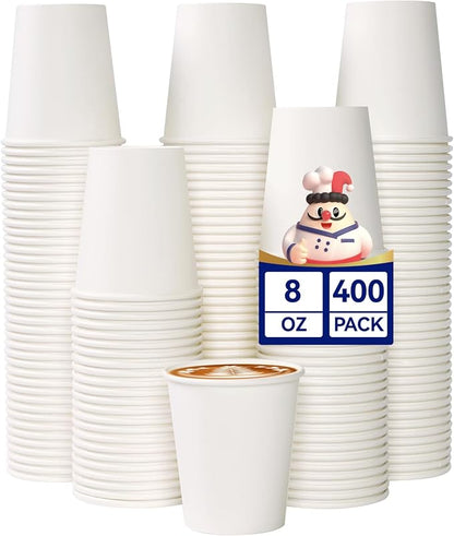 JOLLY CHEF 400 Pack 8 oz Paper Coffee Cups, Water Juice or Tea, Suitable by JOLLYCHEF