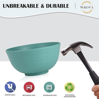 26 oz Wheat Straw Bowls, Unbreakable Cereal Bowls Set of 6, Microwave & - Image 6