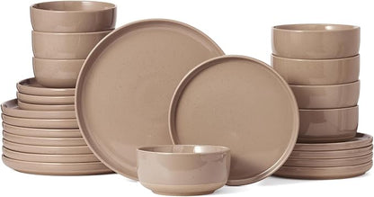 Famiware Milkyway 24-Piece Stoneware Dinnerware Set, Cinnamon Brown | Plates by Famiware