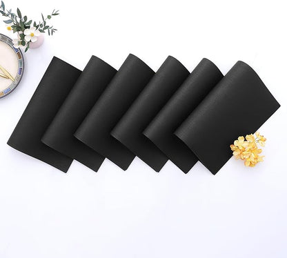 Homaxy Faux Leather Heat Resistant Placemats for Dining Table Set of 6, Waterproof Wipeable Washable PU Table Mats, Easy to Clean Anti-Slip Place Mats, 11.8" x 17", Black