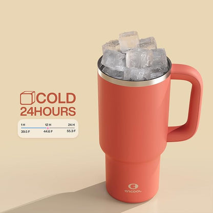 ENCOOL 32 oz Tumbler with Handle and Straw: Stainless Steel Insulated Tumbler - Image 5