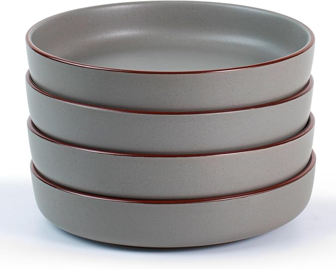 famiware Mercury Pasta Bowls Set of 4, 33 oz Large Salad Bowls, Dark Gray | by Famiware