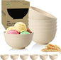 Wheat Straw Mini Bowls Set of 6, Unbreakable 10 OZ Dessert Bowls for Yogurt, Appetizers, Ice Cream, Plastic Bowls Microwave & Dishwasher Safe, Beige