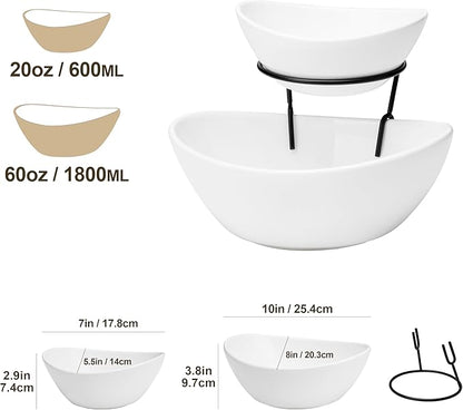 MALACASA 2 Tier Chip and Dip Serving Set - Image 2