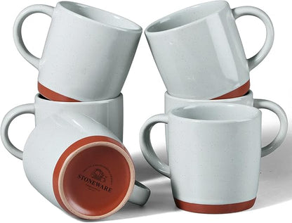 E-far Ceramic Coffee Mug Set of 6, 12oz Stoneware Coffee Cup by E-far