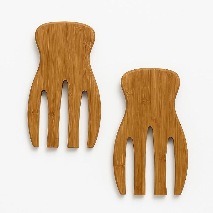 JB Home Collection 4564, Natural Bamboo Salad Hands – Set of 2 Wooden Salad by Unknown