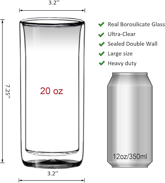 Sun's Tea 20oz Ultra Clear Strong Double Wall Insulated Thermo Glass Tumbler V3 - Image 4