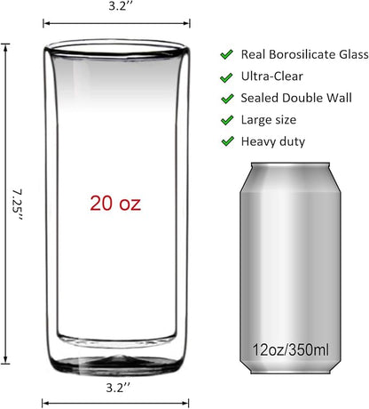 Sun's Tea 20oz Ultra Clear Strong Double Wall Insulated Thermo Glass Tumbler V3 - Image 4