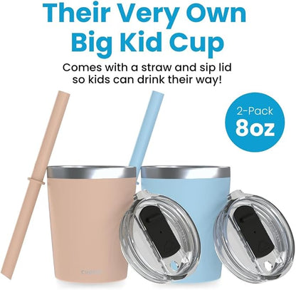 CUPKIN Toddler Straw Cups, The Original 8 oz Stackable Stainless Steel Cups - Image 2
