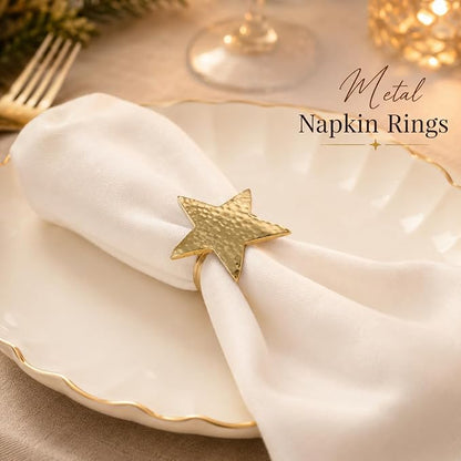 ALPHA Living HOME Napkin Rings Set of 12, Star Napkin Holders, Rustic Napkin - Image 2