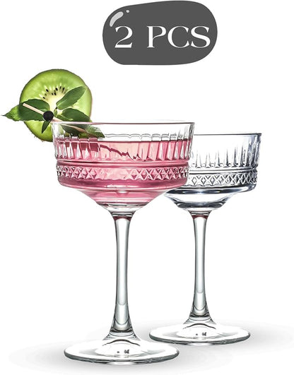 Vintage Coupe Glasses Set of 4, Wine Glasses, Long Stem Glassware - Image 6