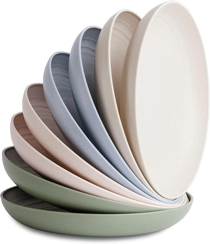 8-Pack Reusable Wheat Straw Plates Set by NookTheory