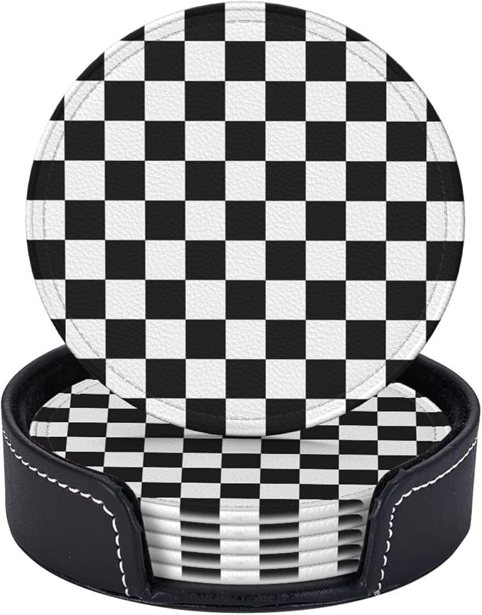 Black and White Checkered Coasters - Image 2