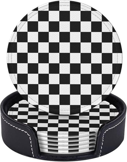 Black and White Checkered Coasters - Image 2