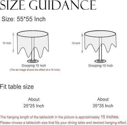 ISAENNE Designer French Small Round Tablecloth,Linen Orange Floral Pattern Indoor Table Cloth,Wrinkle Resistant Decor Table Cloth for Dining Thanksgiving Kitchen Party,Diameter 55"-Alvarado D