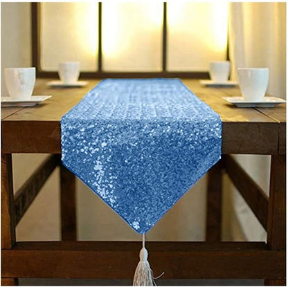 Sequin Table Runner 72Inches Long Baby Blue Table Runner by ShinyBeauty