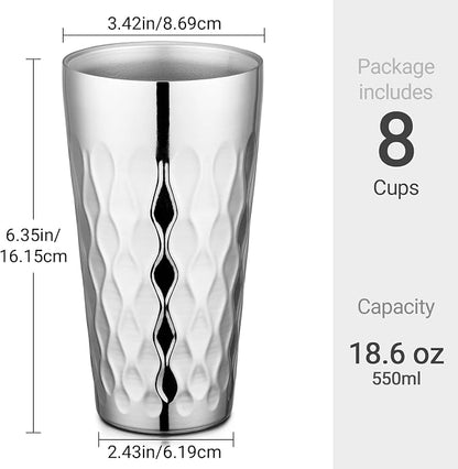 Beasea Stainless Steel Cups 19 oz, 8 Pack Large 18.6oz 550ml Stainless Steel - Image 2