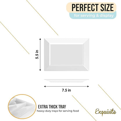 Exquisite Plastic Serving Trays For Party - 40 Pcs 7.5 Inch Clear Serving Platters, Plastic Trays For Food, Clear Tray, Food Tray Disposable Platters For Parties, Catering & Buffet