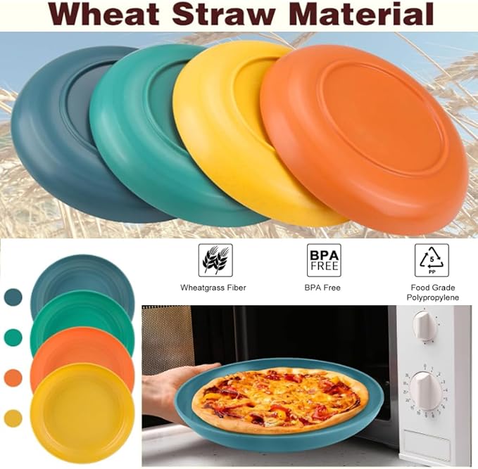 LRUUIDDE Lightweight Wheat Straw Plates 9 Inch, Microwave and Dishwasher Safe - Image 3