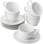 BTaT- Cappuccino Cups with Saucers 6 oz, Au Lait, Flat White, Dishwasher by BrewToATea
