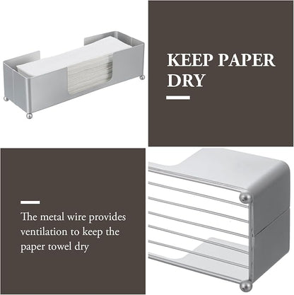 MyGift Modern Silver Tone Metal Tabletop Folded Paper Towel Dispenser | Modern - Image 2