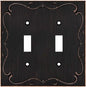 French Cabriole Decorative Wall Plate Switch Plate Outlet Cover (Double Toggle, Aged Bronze)