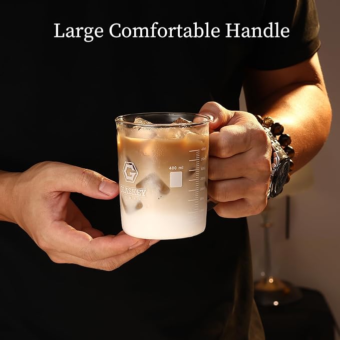 GLASKEY Caffeine Beaker Mug, 16 oz Anti-Dripping Borosilicate Caffeine Mug - Image 2