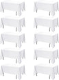 10-Pack White Tablecloths for Rectangle Tables, 70 x 108 Inches, Stain-Resistant Polyester Fabric for 6 Foot Tables - Washable Table Covers for Weddings, Banquets, Birthday Parties, Events