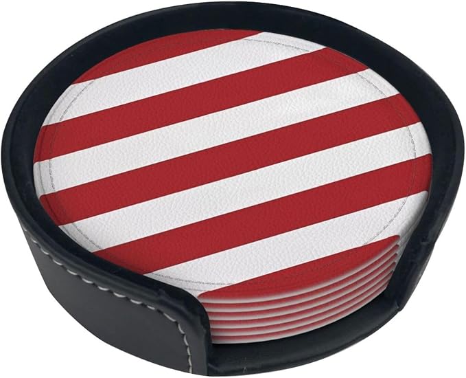 6 Pcs Christmas Valentine's Day Decoration Red and White Stripes Leather - Image 2