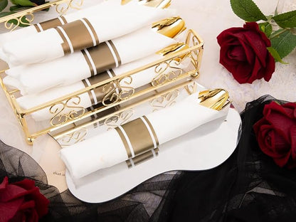 Hioasis 210pcs Black and gold Plates - Black Party Plates for 30 Guest, Include 60 Heavy-duty Plates(20% Thicker Than Standard), 30 Pre Rolled gold Plastic goldware Set, 30 Cups