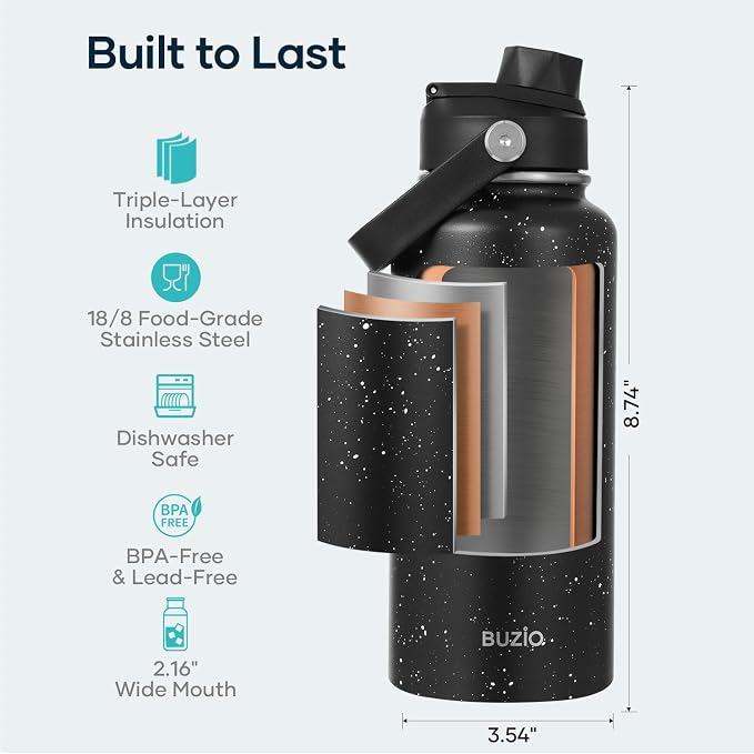BUZIO Insulated Stainless Steel Water Bottle 32 oz - Image 4