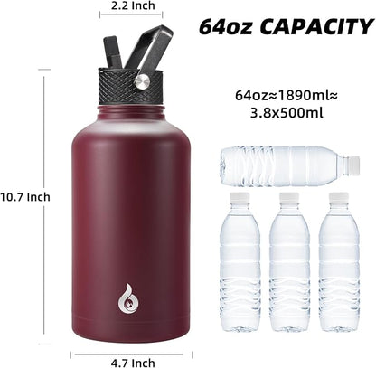 BJPKPK 64oz Insulated Water Bottle, Half Gallon Water Jug - Image 4