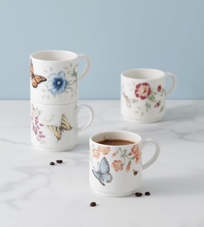 Lenox 890451 Butterfly Meadow 4-Piece Stacking Mug Set | Dishwasher safe - Image 6