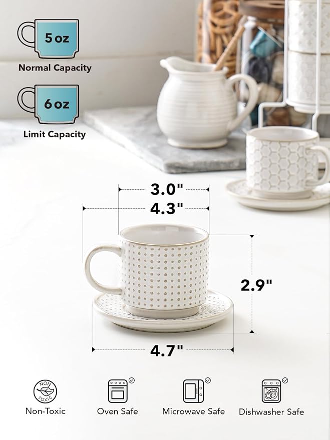 LE TAUCI 6 oz Stackable Cappuccino Cups - Image 3
