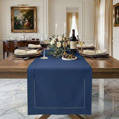 Signature Linen™ by D'Moksha Navy Blue Table Runner 132 Inches Long, 100% Pure by DMokshaHomes
