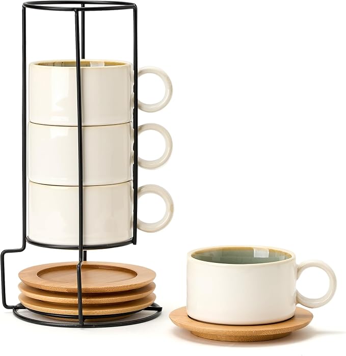 LUKA 6 Ounce Porcelain Stackable Espresso Cups by LUKA