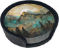 Mountains Trees Landscape Sunrise Leather Coasters Set of 6 by Unknown